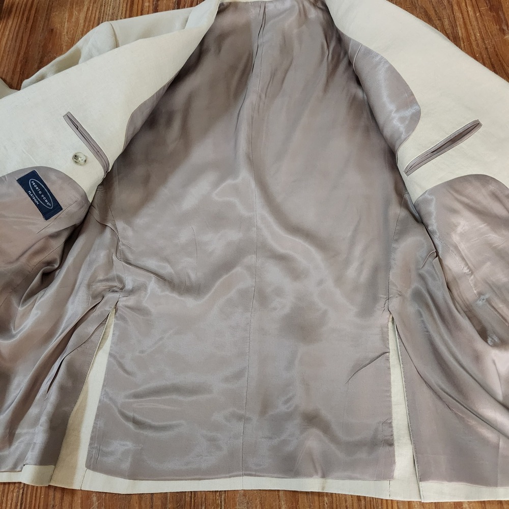 Pronto Uomo Platinum Men 44S 100% Linen Sports Coat Blazer Lined Beige Preppy - Picture 9 of 16